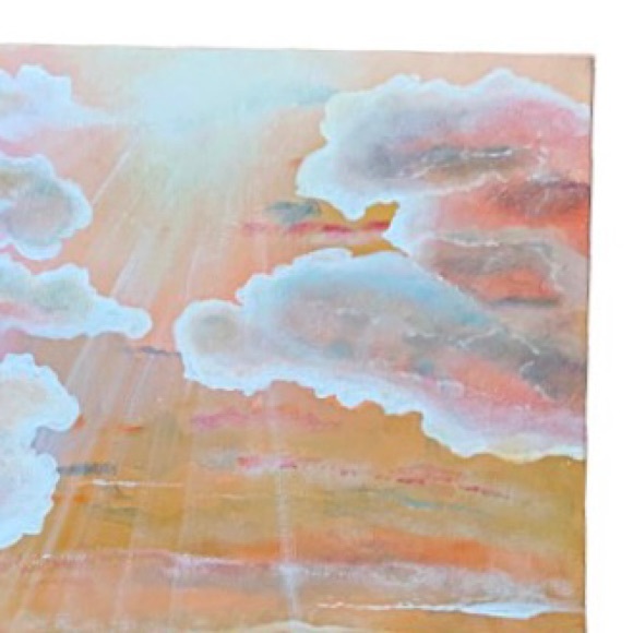 Original Artwork Clouds Canvas Painting Pink Peach Blue 16 x 20 Acrylic - Picture 4 of 16